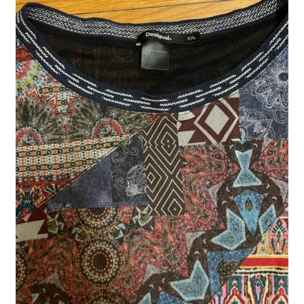 DESIGUAL Mesh Top Geometric Paisley Mixed Prints XXL - Picture 3 of 4
